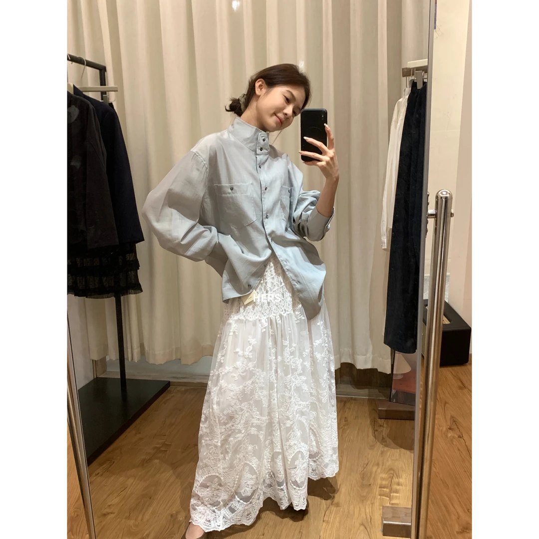 春上新！【Hers】简约韩系甜美蕾丝提花长款半身裙  20433#  LKZ