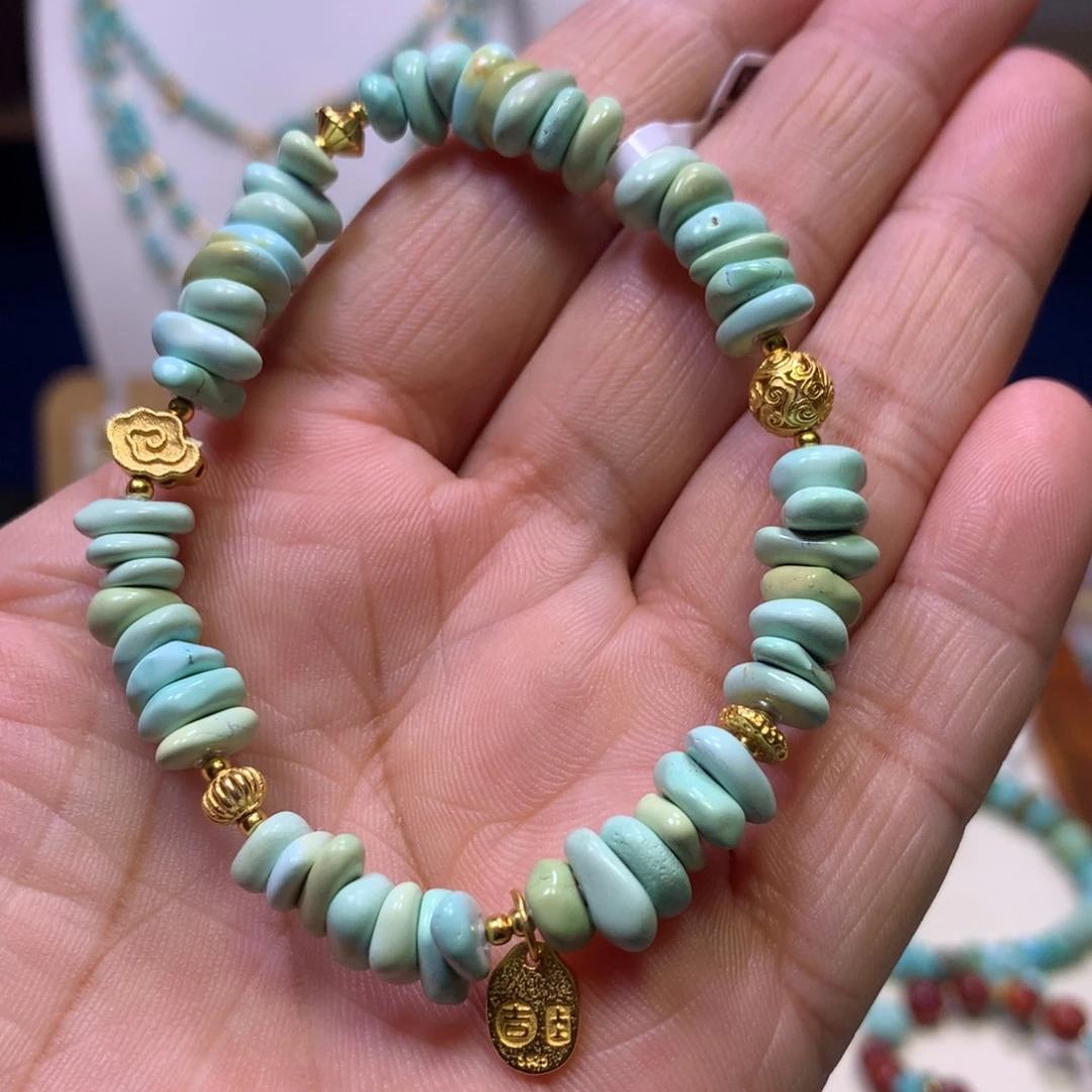 绿松石银S925镀金镶嵌单圈