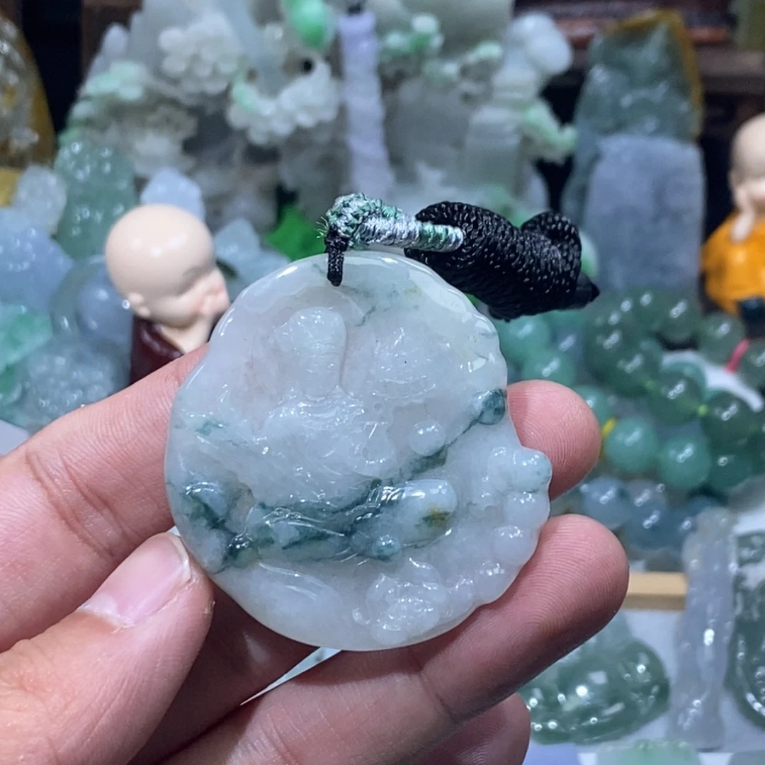 翡翠未镶嵌吊坠(不含链)虚空藏菩萨