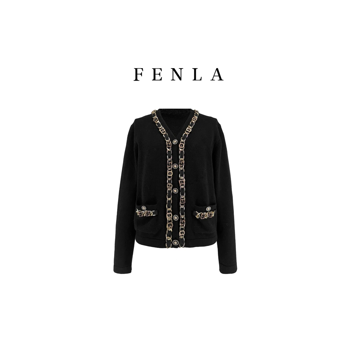 【惠姐私服】轻奢高级感独特高定气质金属扣长袖外套针织衫 83251