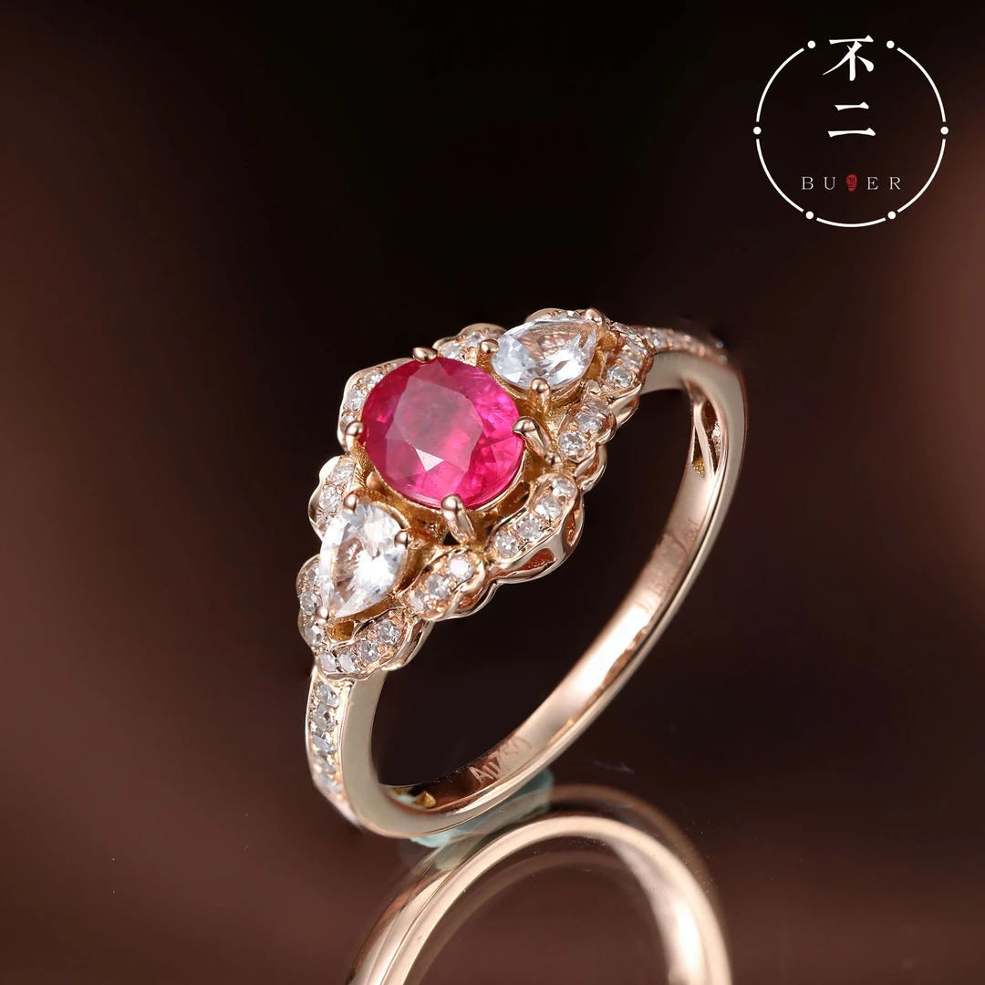 【不二】红宝石18k金戒指0.8CT