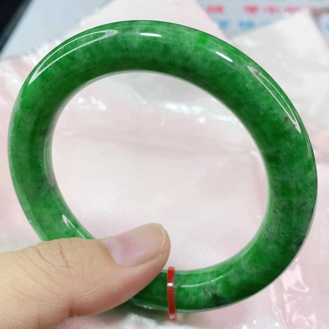 未镶嵌手镯翡翠白*芯55圈口圆条高品质
