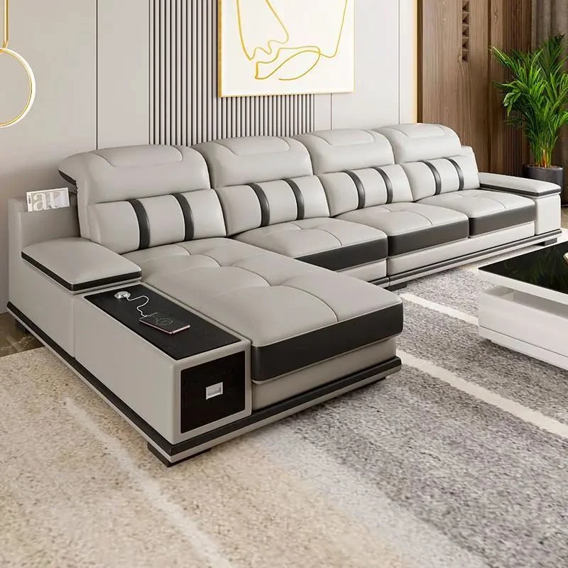 狄䇤真皮沙发现代简约大小户型轻奢创意沙发贵妃组合皮艺沙发