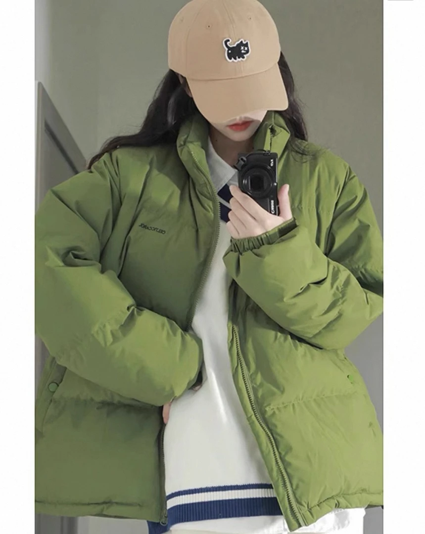 【聂姑娘】百搭加厚运动外套棉服短款常规厚款纯色保暖(5024)