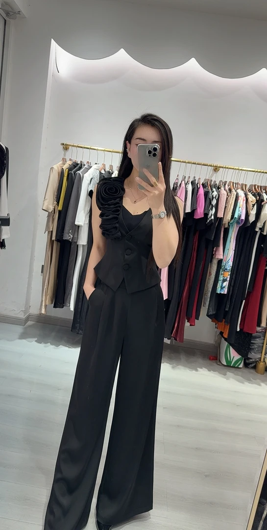 高腰显瘦气质马甲套装