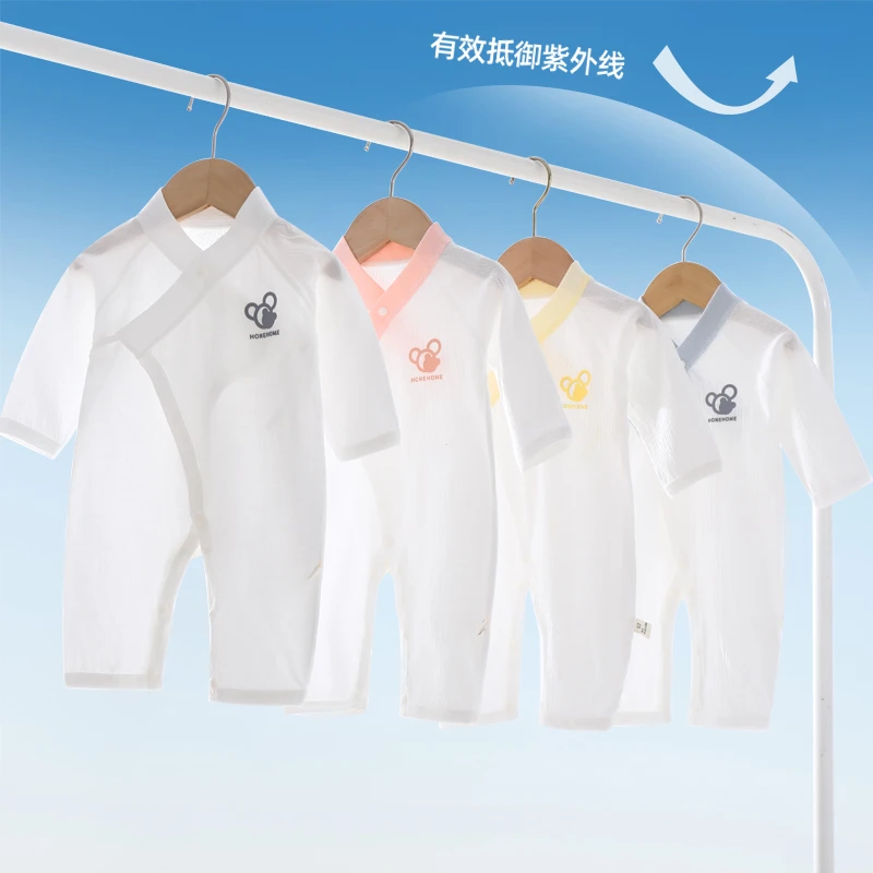 【高定款】新生儿婴儿夏季连体衣0-3个月长袖空调服薄款宝宝哈衣