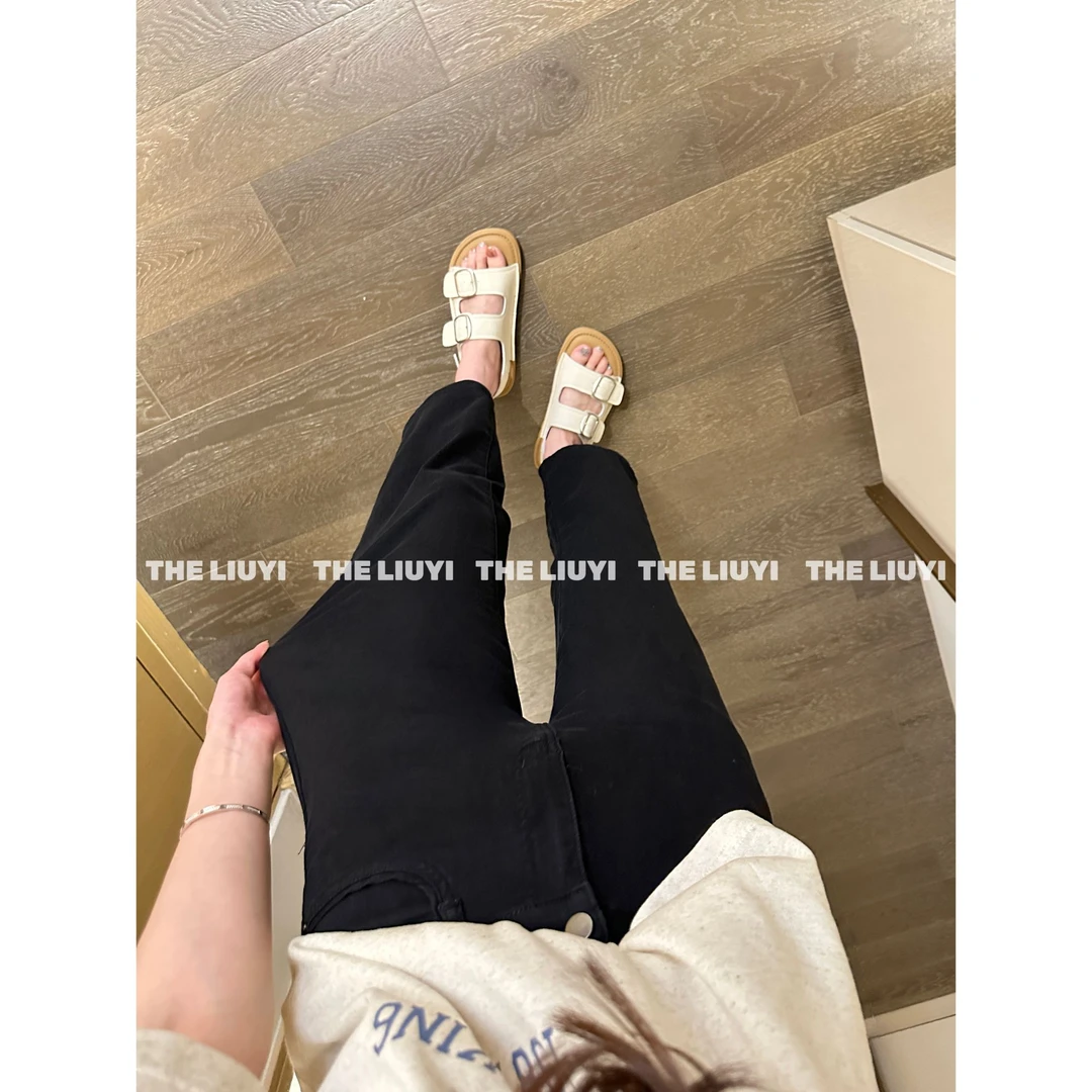 【LIUYI】面膜牛仔裤～夏季四面弹高腰舒适烟管牛仔九分裤54307