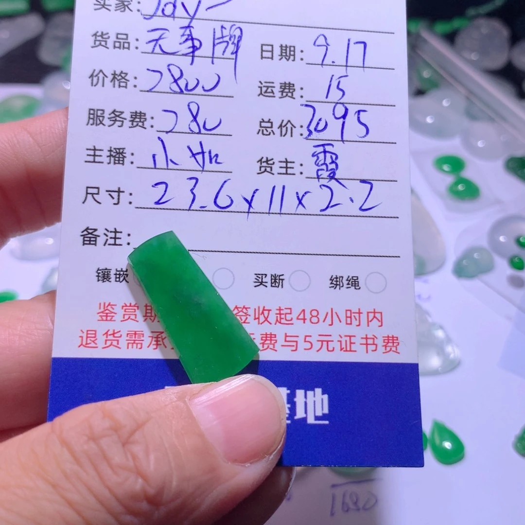 颈饰未镶嵌翡翠J****z无事牌