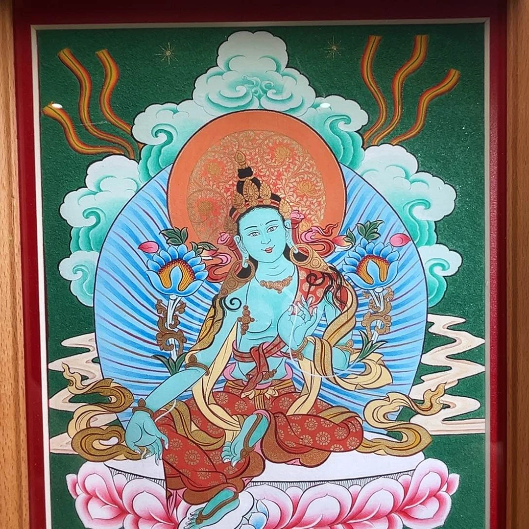 吊坠青海热贡纯手绘绿度母