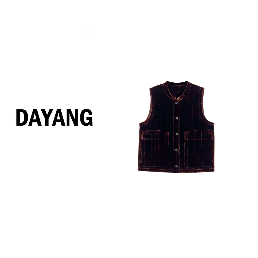 【DAYANG】焦糖红棕 复古单排扣丝绒厚实显白小马甲