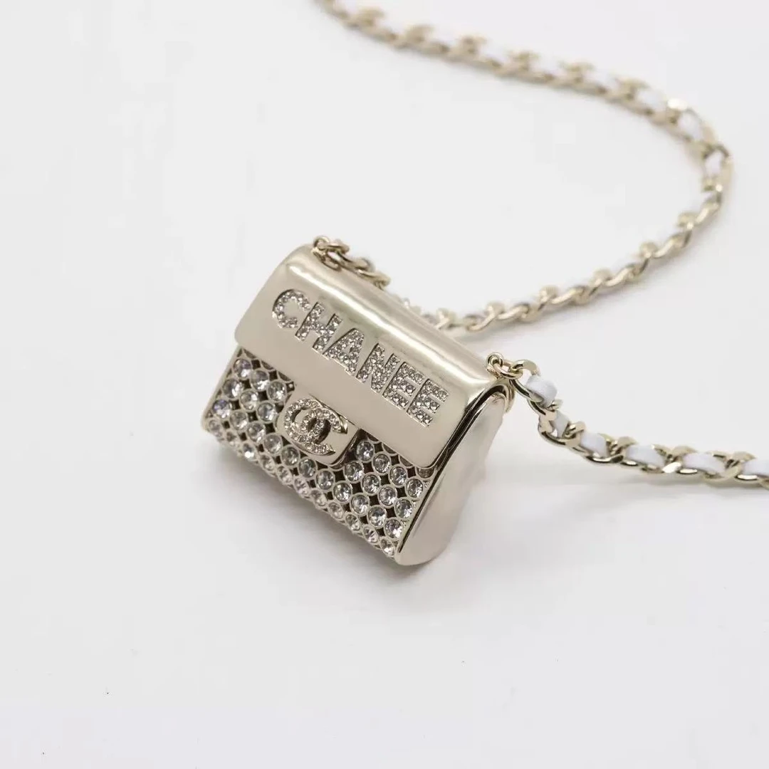 铜合金项链 迷你小包包女服装配饰斜挎包菱格链条挂项链