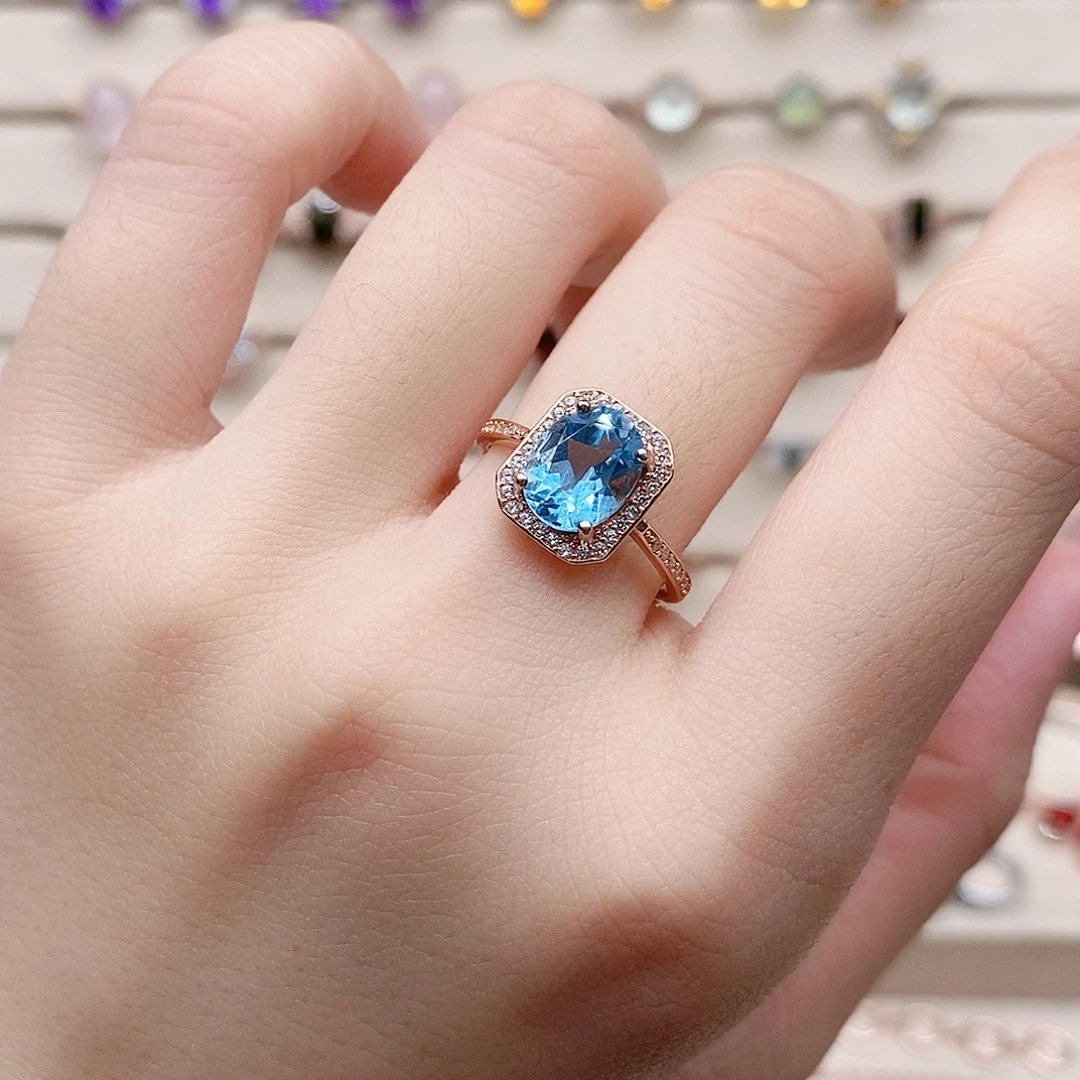 银S925镶嵌托帕石戒指戒指