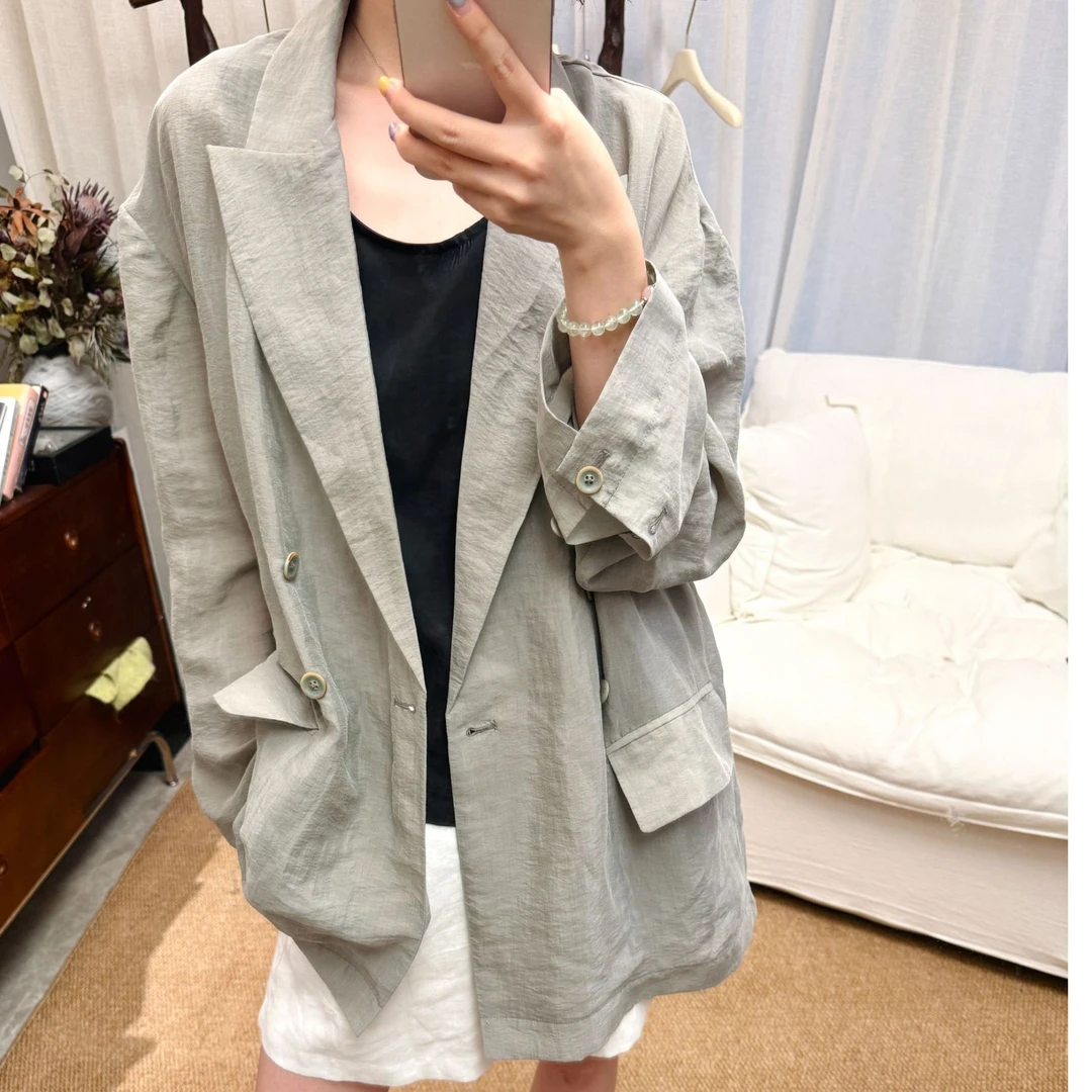 S.SHUi小众定制款枪驳领夏季超薄透气防晒小西装