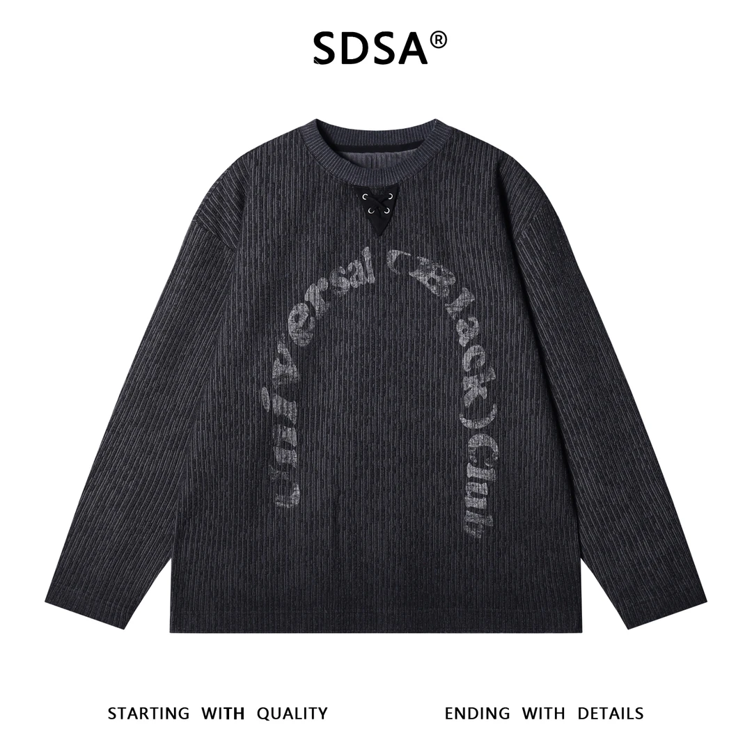 SDSA男士秋冬新款痞帅男装潮牌渐变印花字母圆领卫衣百搭时尚上衣