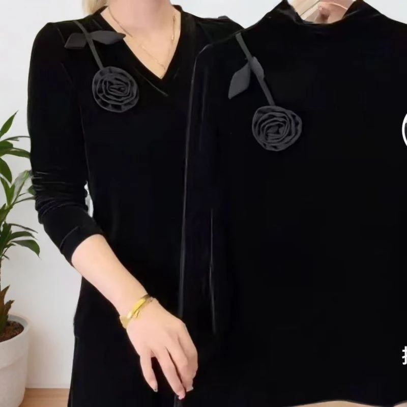 秋季新款金丝绒上衣女时尚洋气减龄长袖打底衫百搭洋气显瘦上衣女