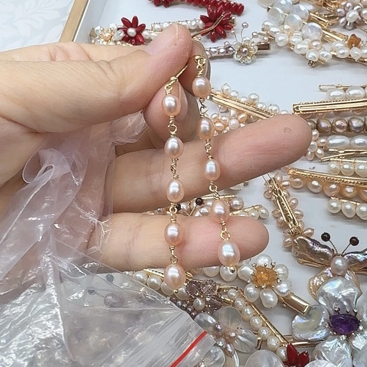 淡水珍珠发饰银S925镶嵌