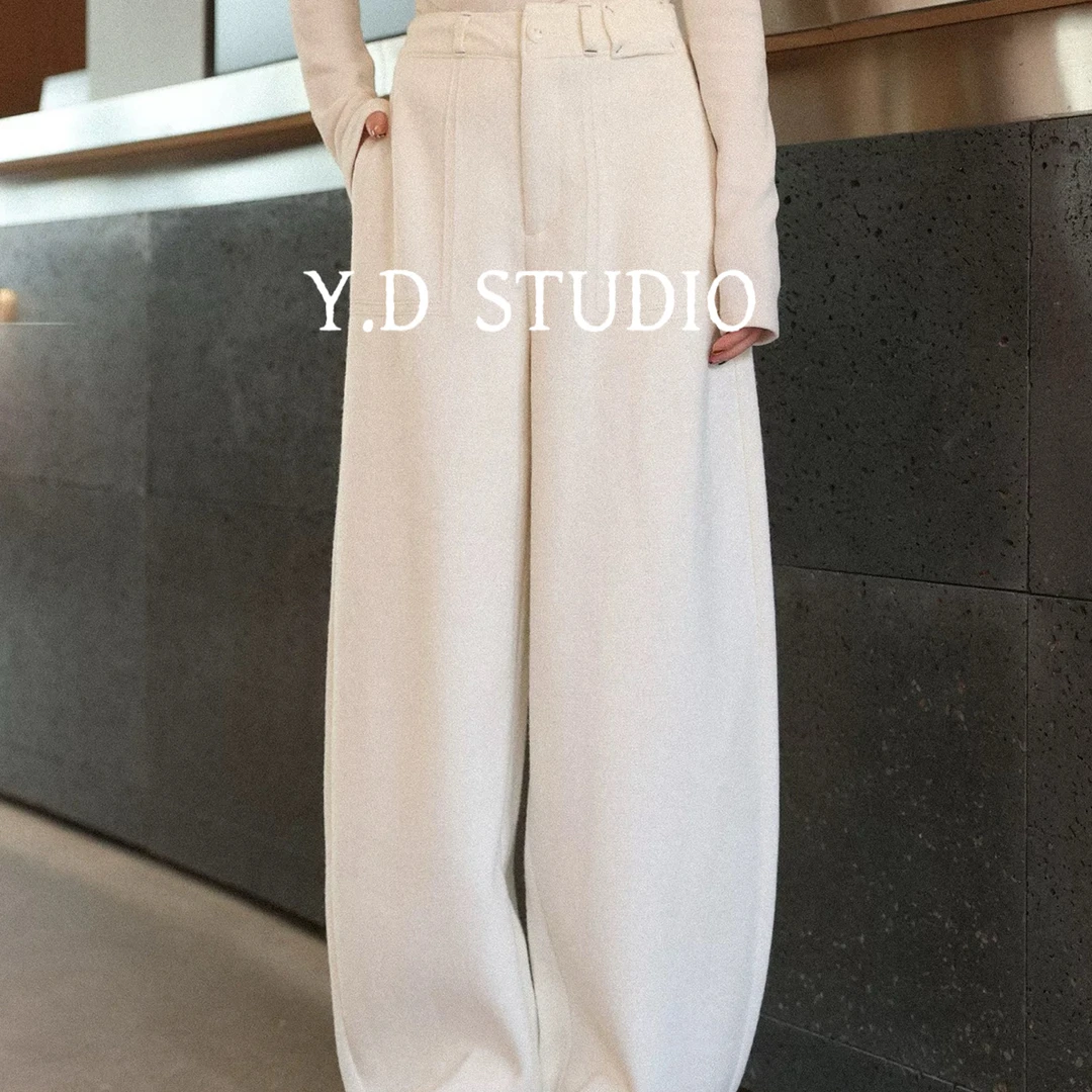 秋冬美丽诺羊毛简约好搭配软糯绒感百搭弯刀休闲裤