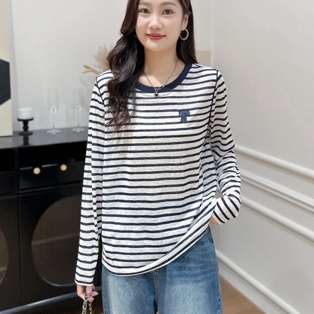 锦弘相依28677秋装新款长袖横条上衣