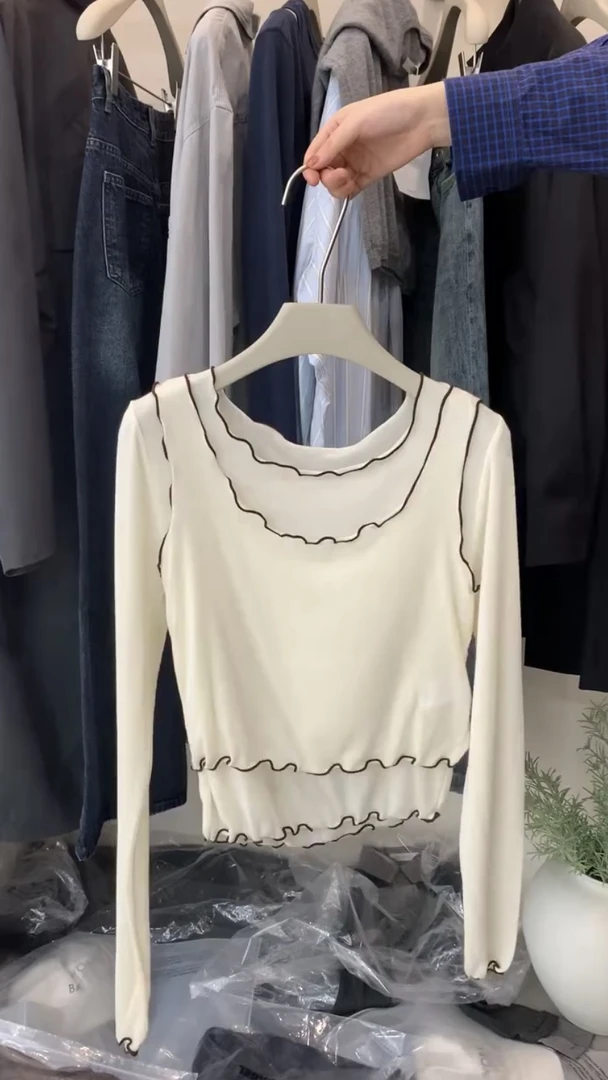 2025韩系学院撞色长袖针织衫女秋季新款洋气减龄修身显瘦上衣