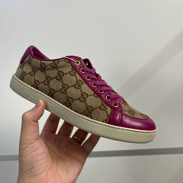 95新 GUCCI/古驰 紫棕老花休闲古驰板鞋
