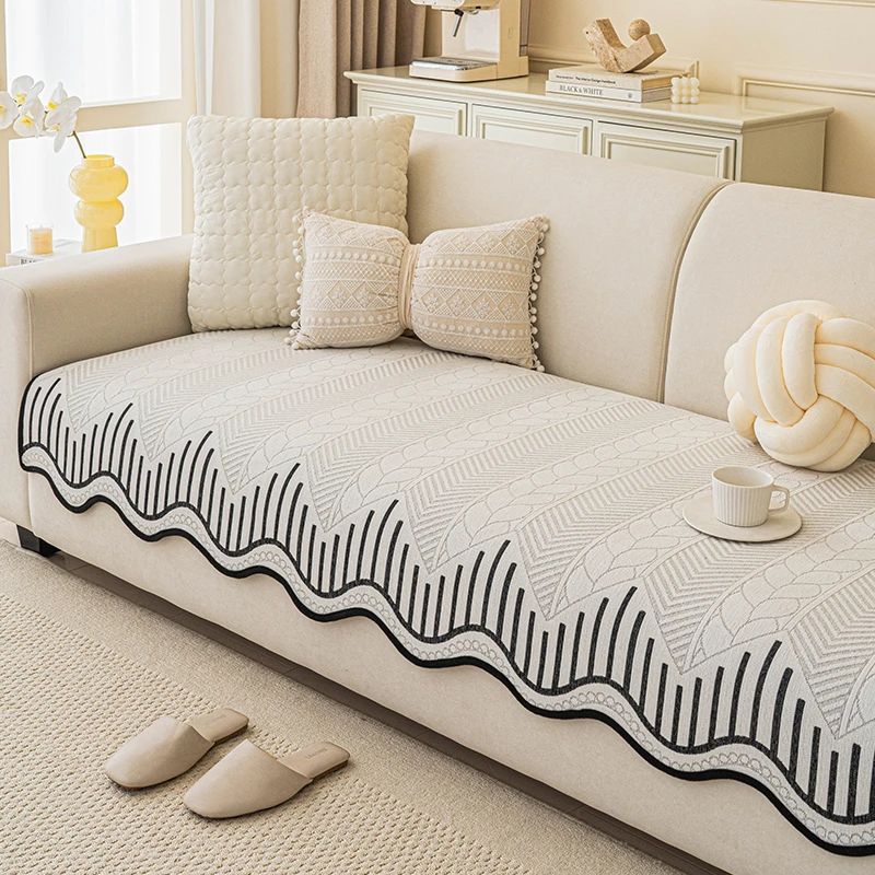 LangSha/浪莎（异形琴语）新款雪尼尔四季通用沙发垫防滑固定套罩