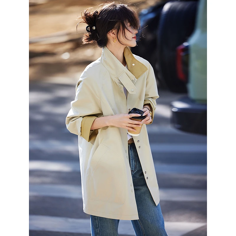 苏醒的乐园春季新款宽松日系工装简约商务通勤大衣外套中长款风衣