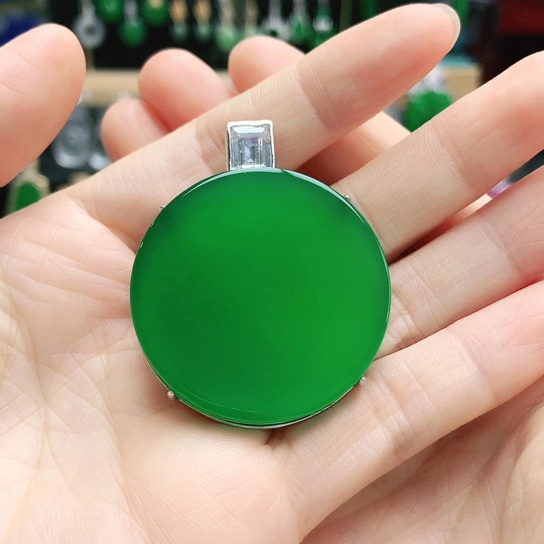 玛瑙/玉髓吊坠银S925镶嵌