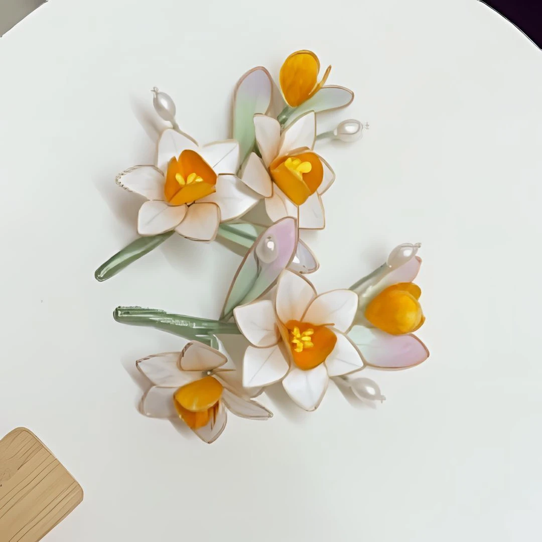 慕绒家 非遗绒花古风发簪一对 手工制作默认微瑕