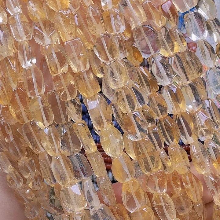 水晶珠宝半成品未镶嵌卡8巴西黄水晶异形切面一条