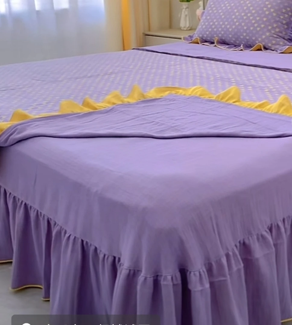 40支【床裙款四件套】纯棉色织提花双层纱A类母婴级四季通用