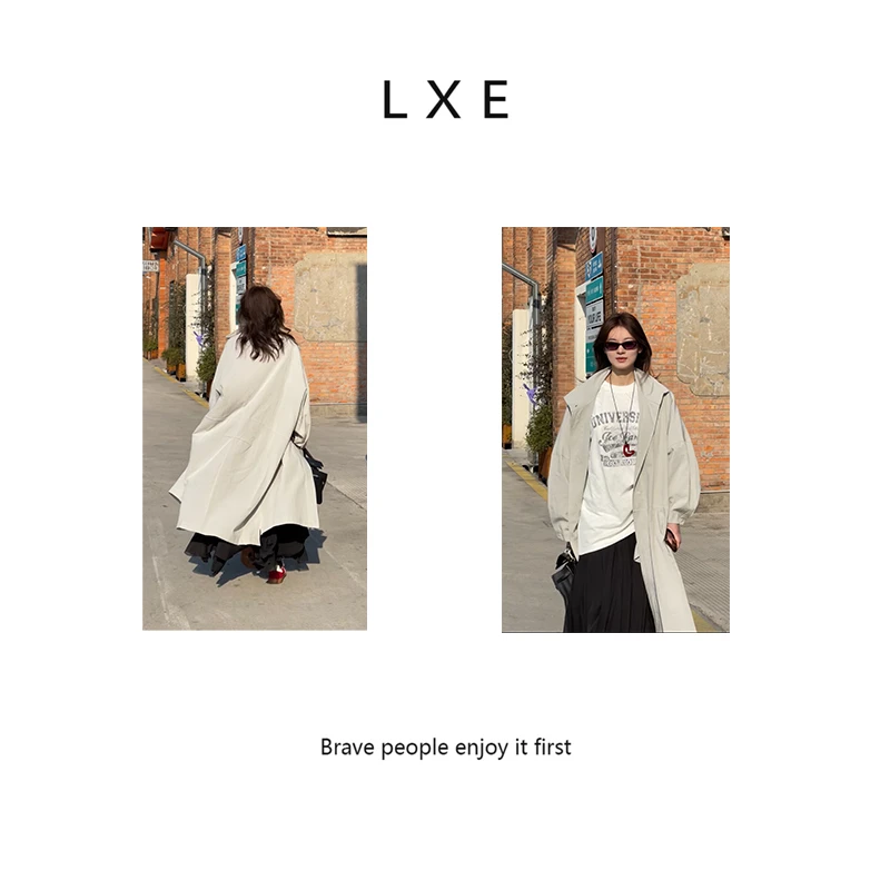 2025气质女士复古中长款设计师时尚轻奢翻领风衣外套