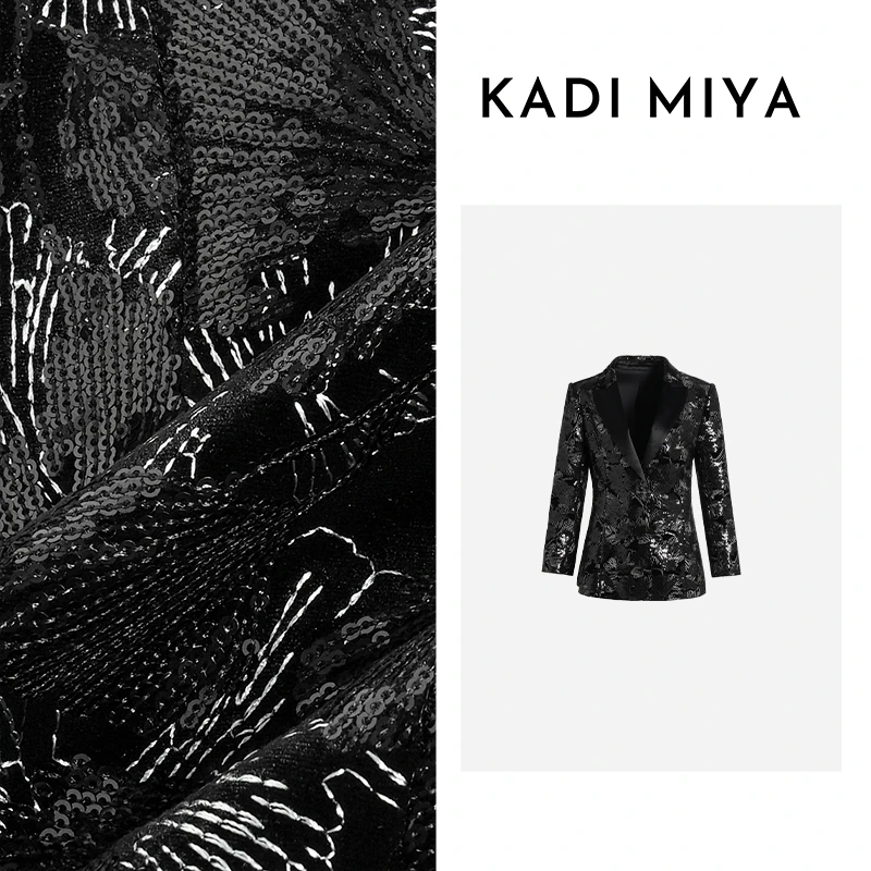 KADIMIYA【黑耀繁花】轻奢百搭气质时尚重工珠片刺绣西装女士外套