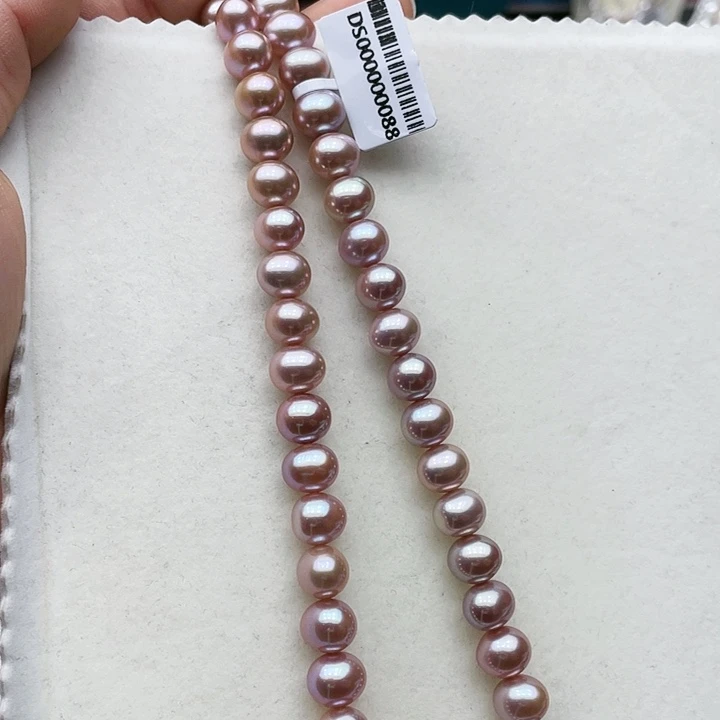 淡水珍珠颈饰银S925镶嵌卡9➕高品极光紫