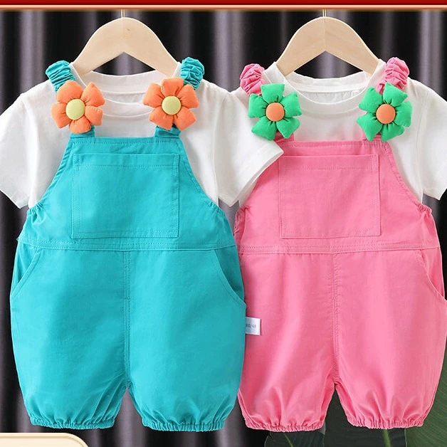 婴儿连体衣夏装女宝宝小花夏季衣服女婴公主洋气套装满月百天哈衣