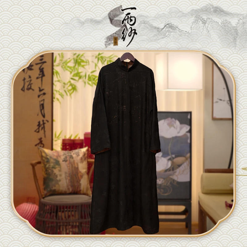 【香袍】238811桑蚕丝三经罗香云纱连衣裙长袍新中式45