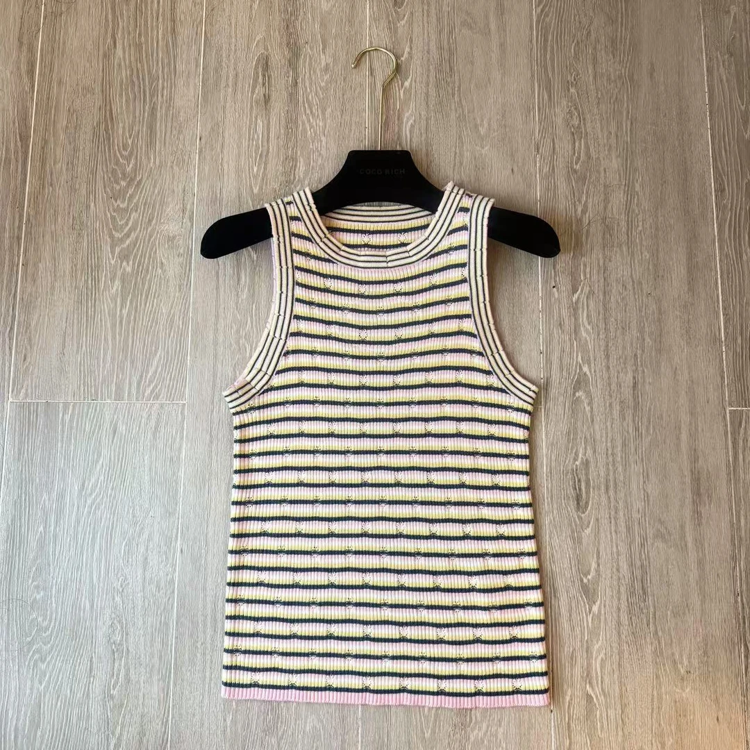 彩色条纹针织时尚背心