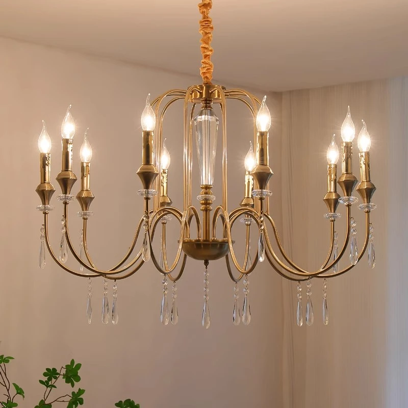 法式客厅轻奢大气水晶蜡烛吊灯卧室餐厅美式复古后现代简约吊灯