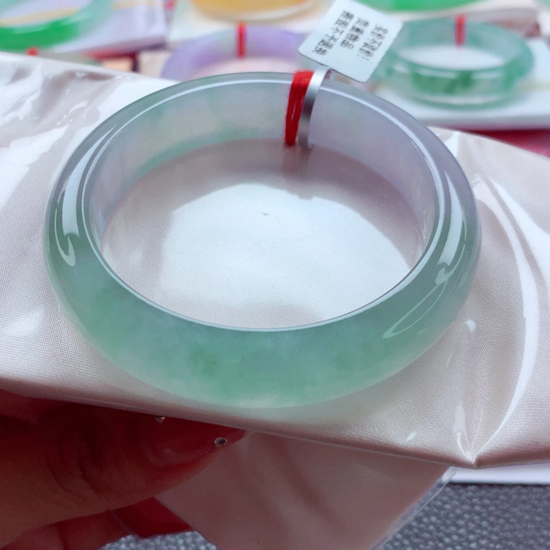 翡翠未镶嵌手镯55.6起光冰春彩宽版 敏