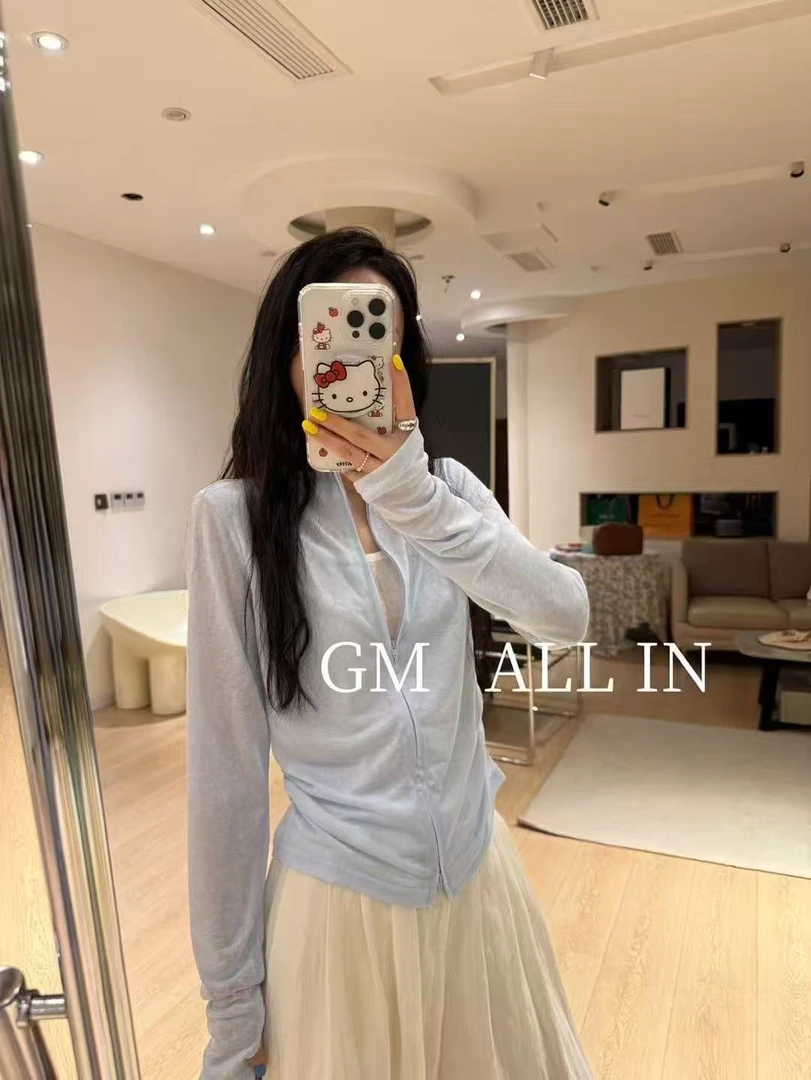 2025夏季新款纯色拉链长袖假两件T恤女款