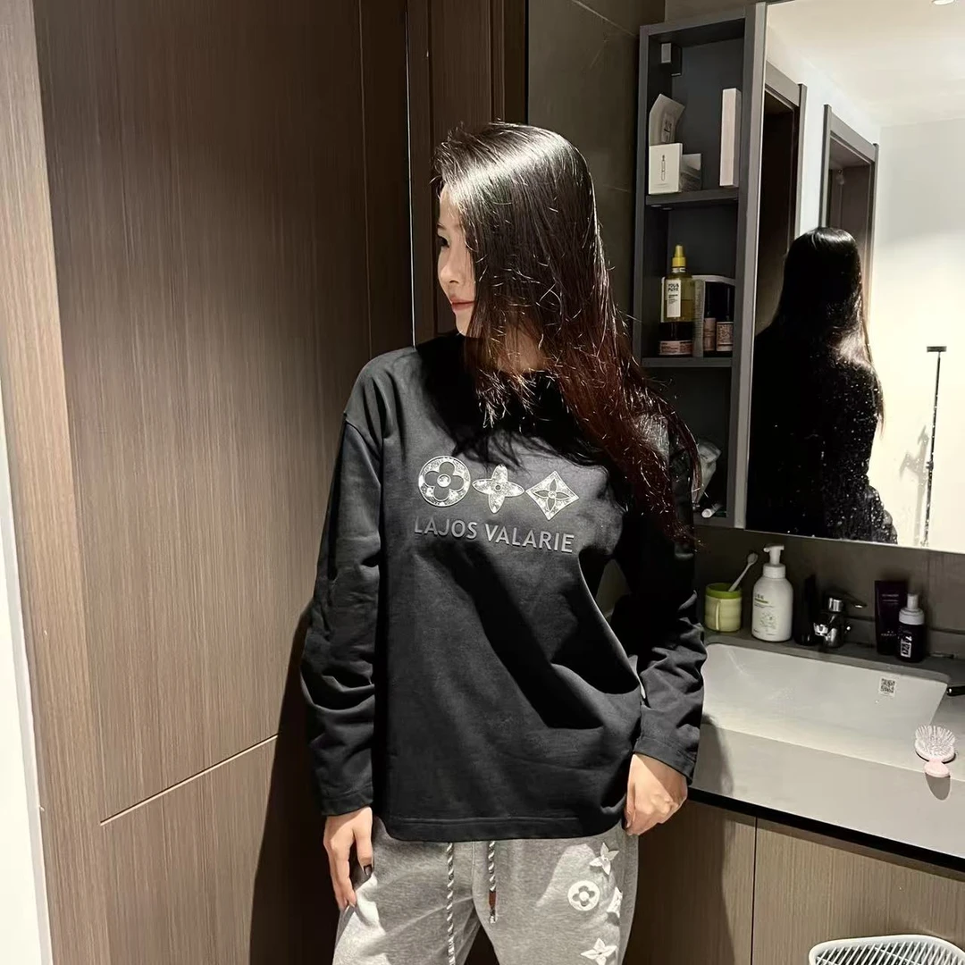 LAJOS VALARIE【李老板专属】新秋季宽松长袖【001】百搭奢潮情侣长T