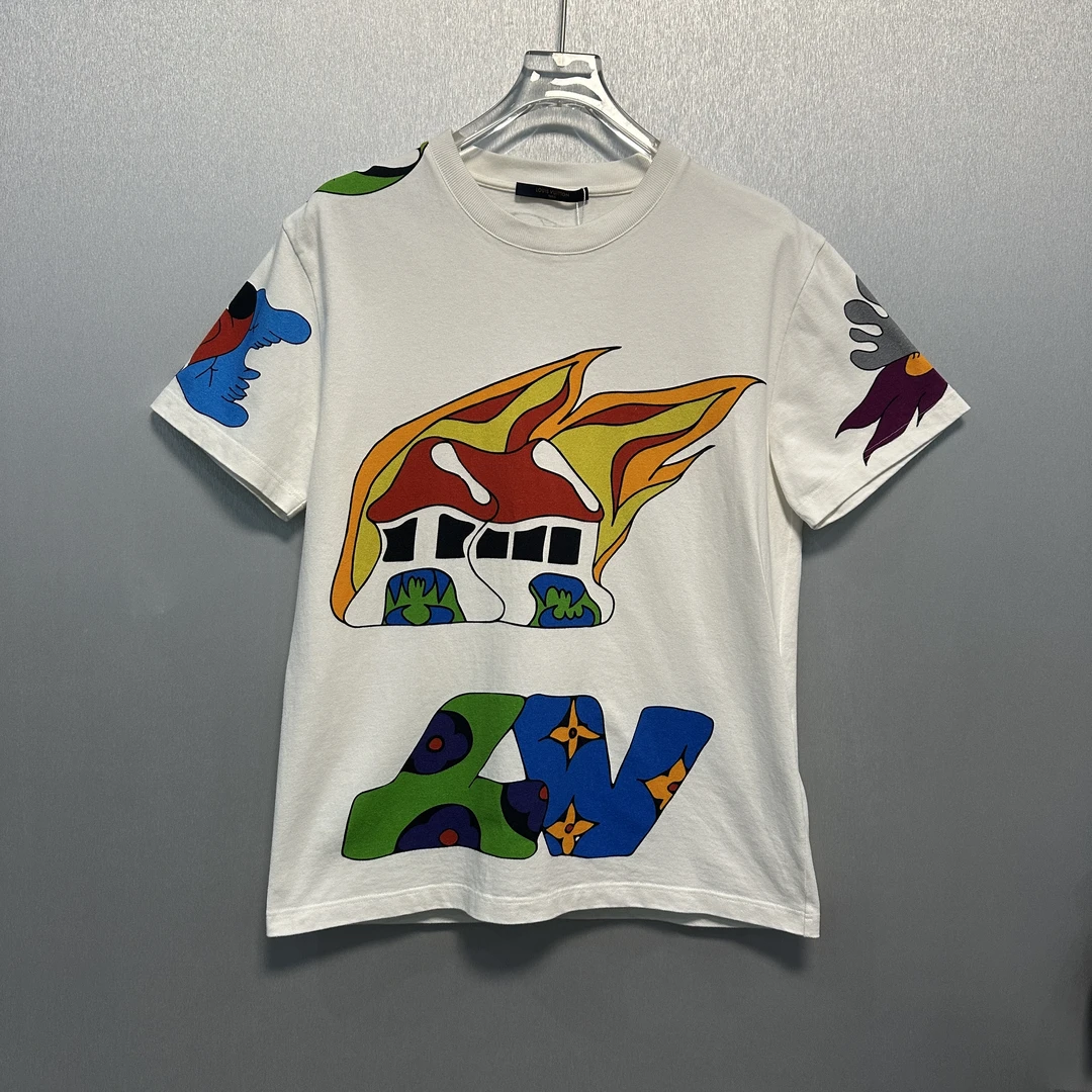 99新 LouisVuitton/路易威登 卡通Logo印花圆领短袖M码/2512007