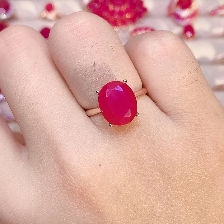 戒指银S925镶嵌红宝石