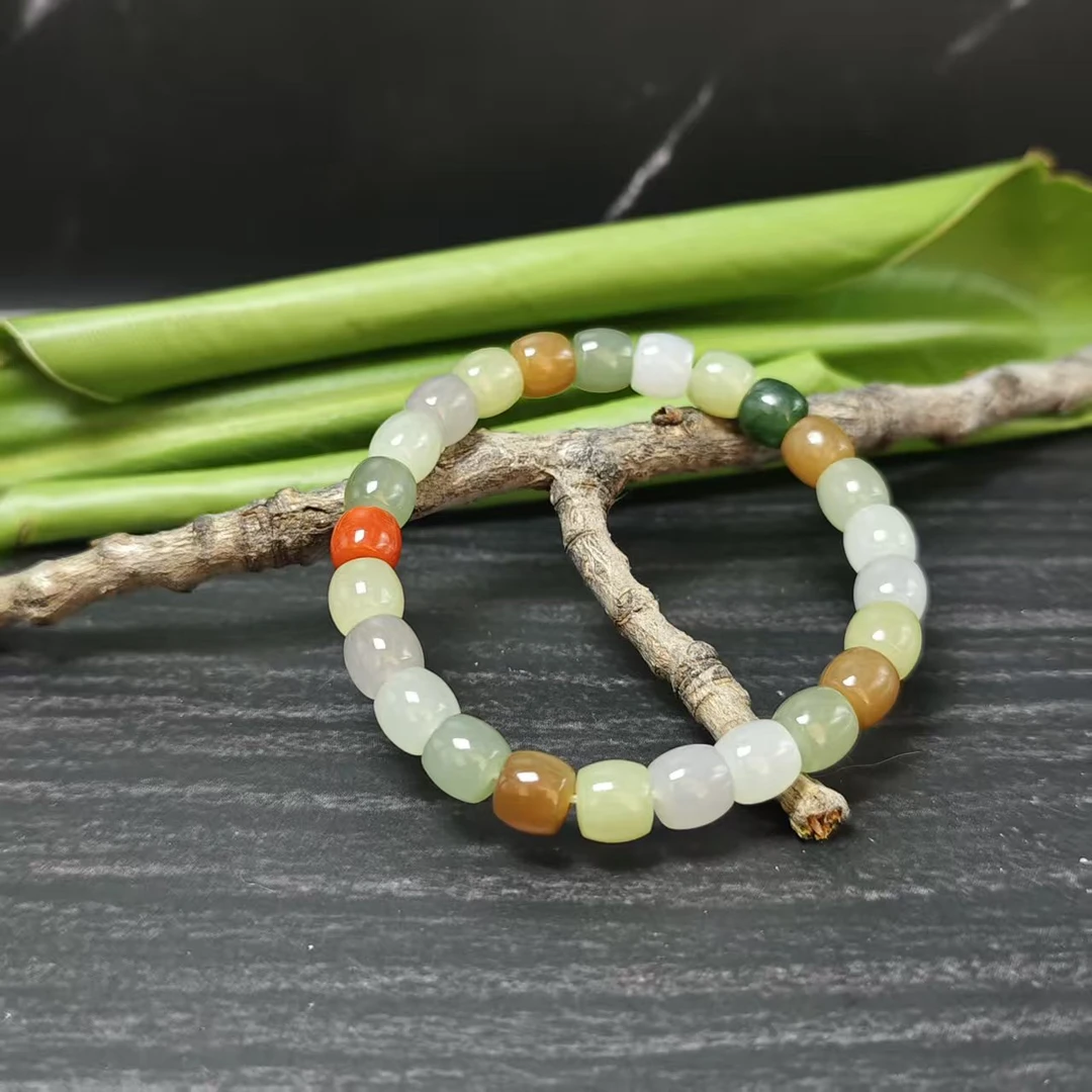 Z和田玉色标多宝桶珠手串（卡8）3200