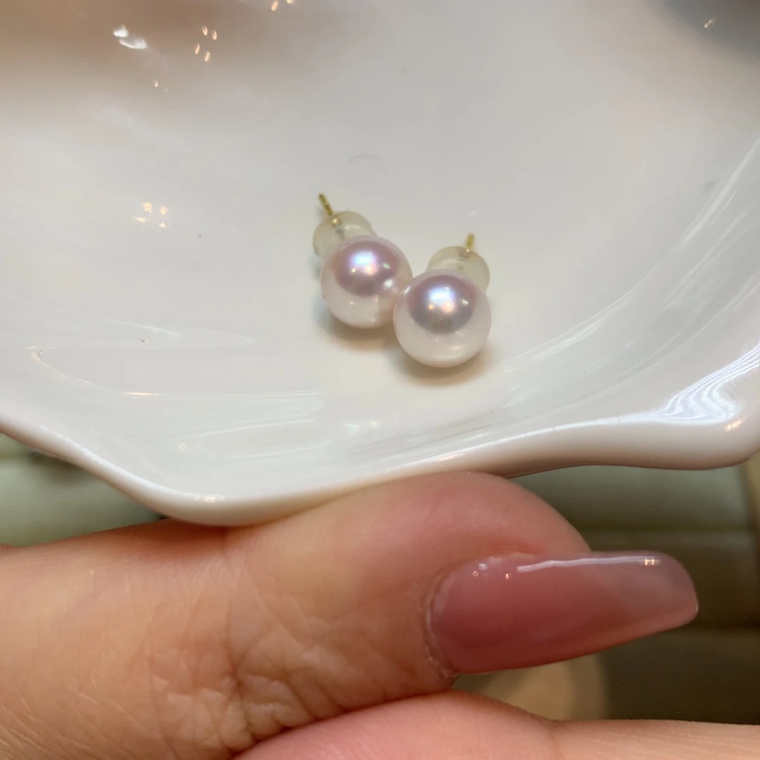 海水珍珠耳饰银S925镶嵌