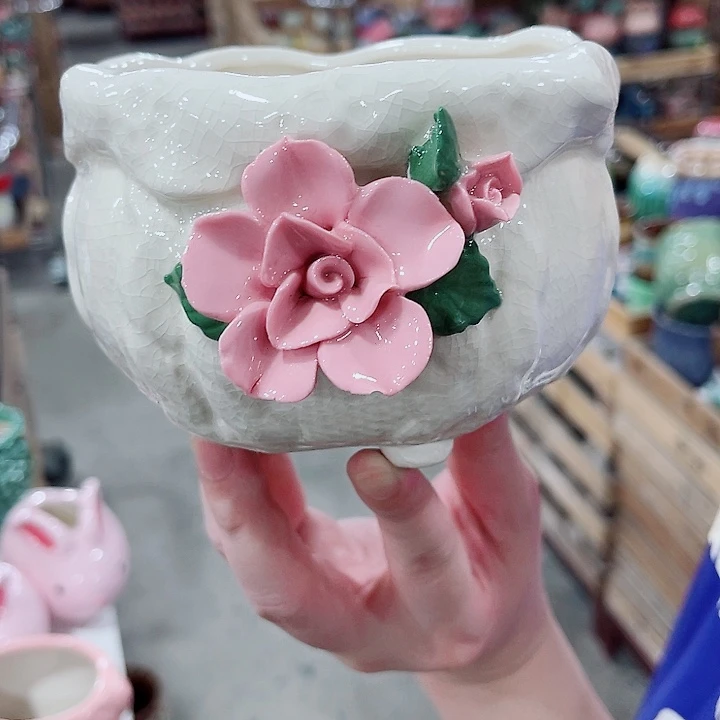 有孔，凑10元包邮陶瓷花盆发货！