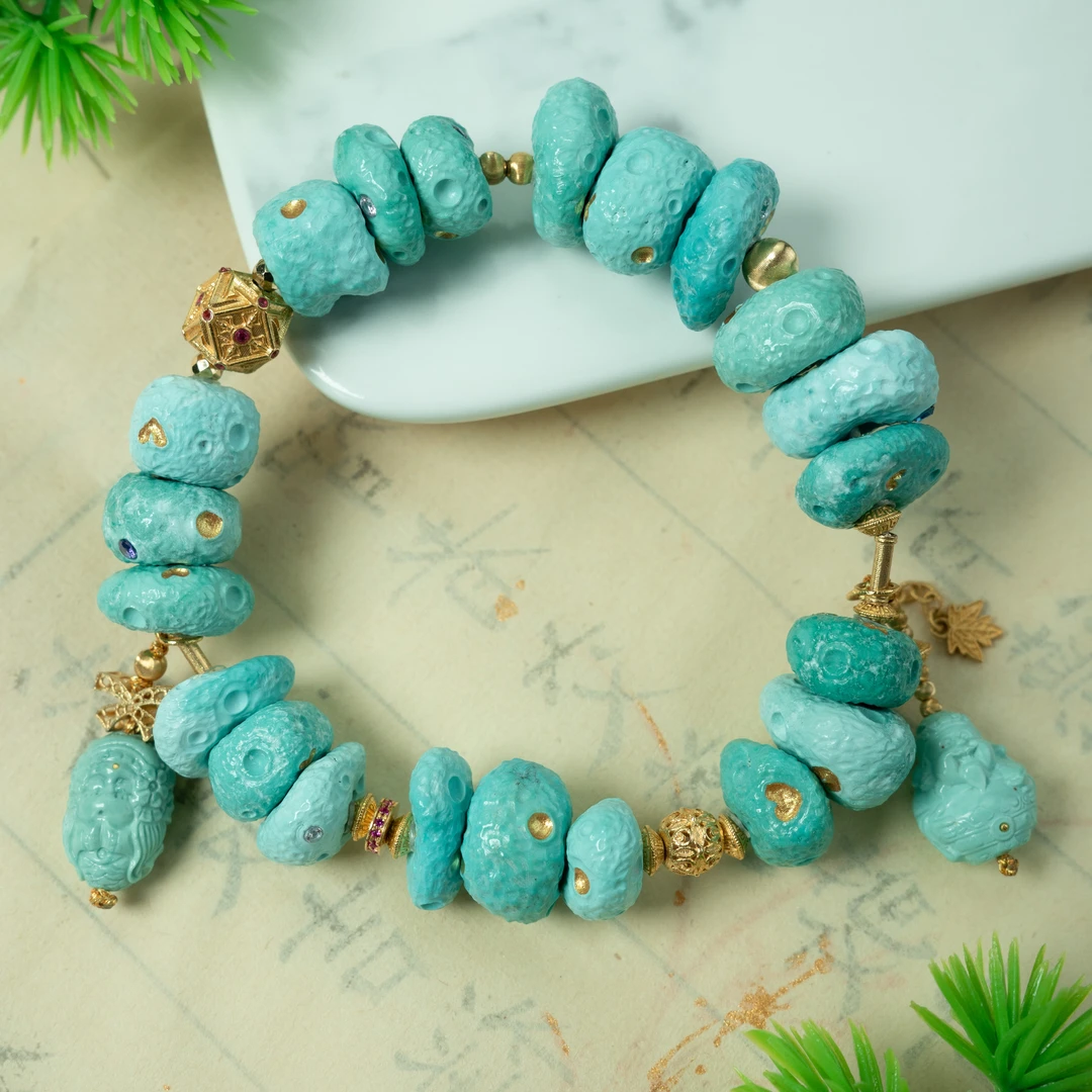 【东方灵玉】原矿高瓷高色绿松石手串手工编织设计节日好物气质款