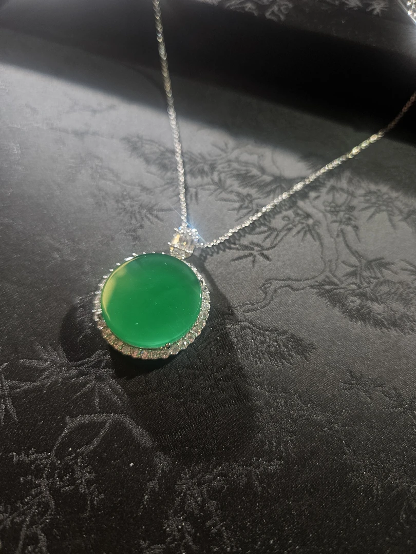 合金吊坠 天然A货满绿项链时尚气质古风气质翠绿色 TH34