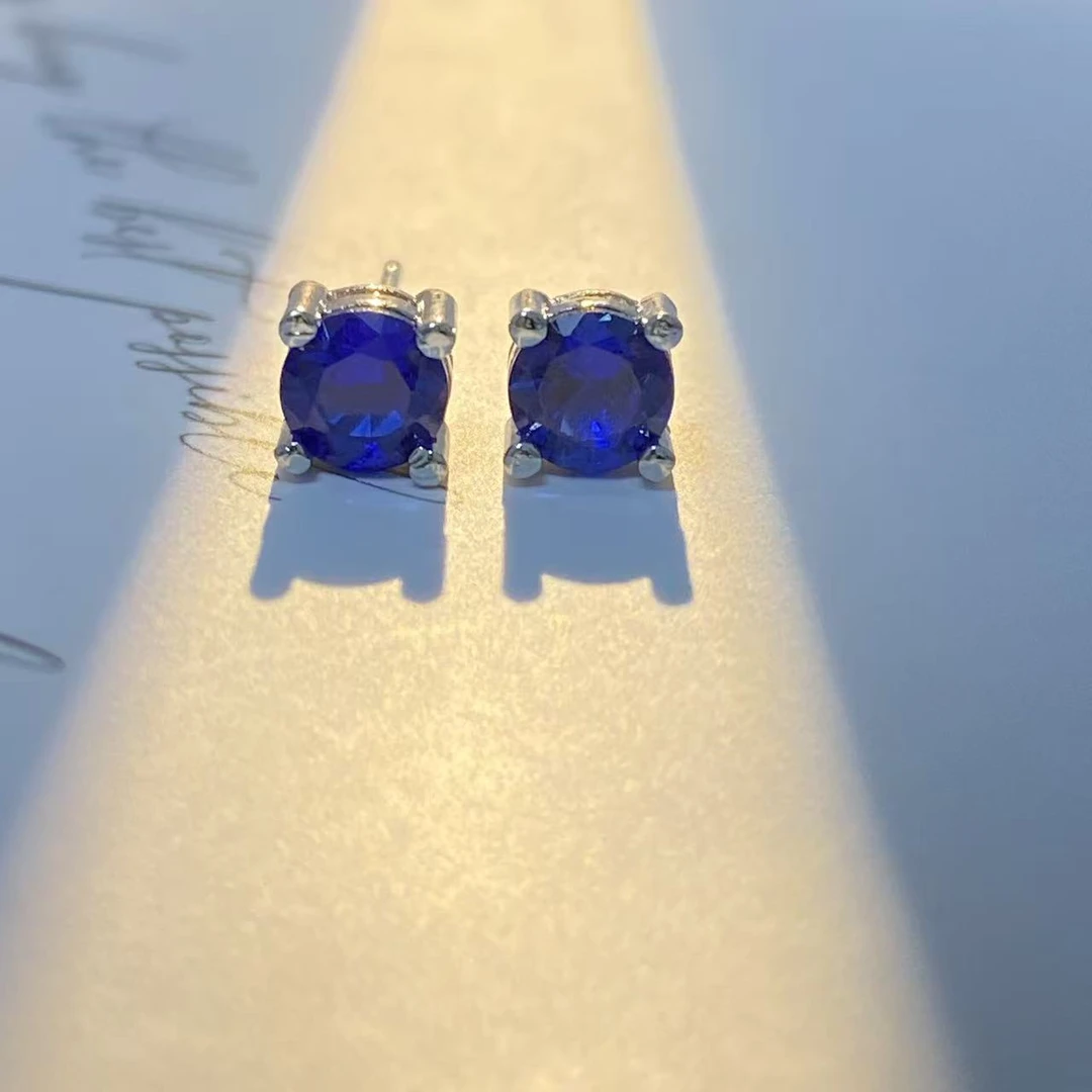 阿鲁沙-典藏轻奢-蓝宝石-高精切宝石耳饰C-159