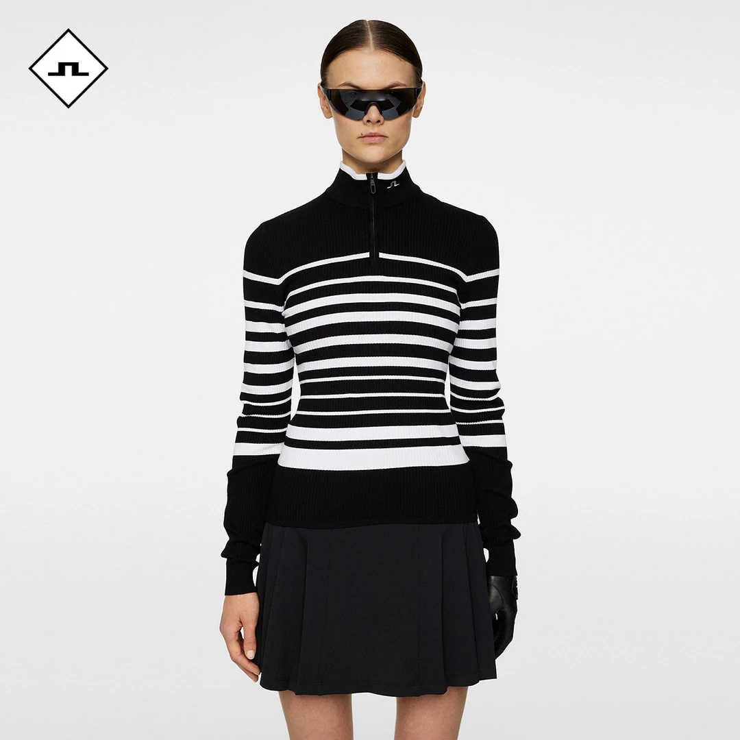 JLINDEBERG金林德伯格高尔夫女士弹力柔软半拉链立领针织长袖