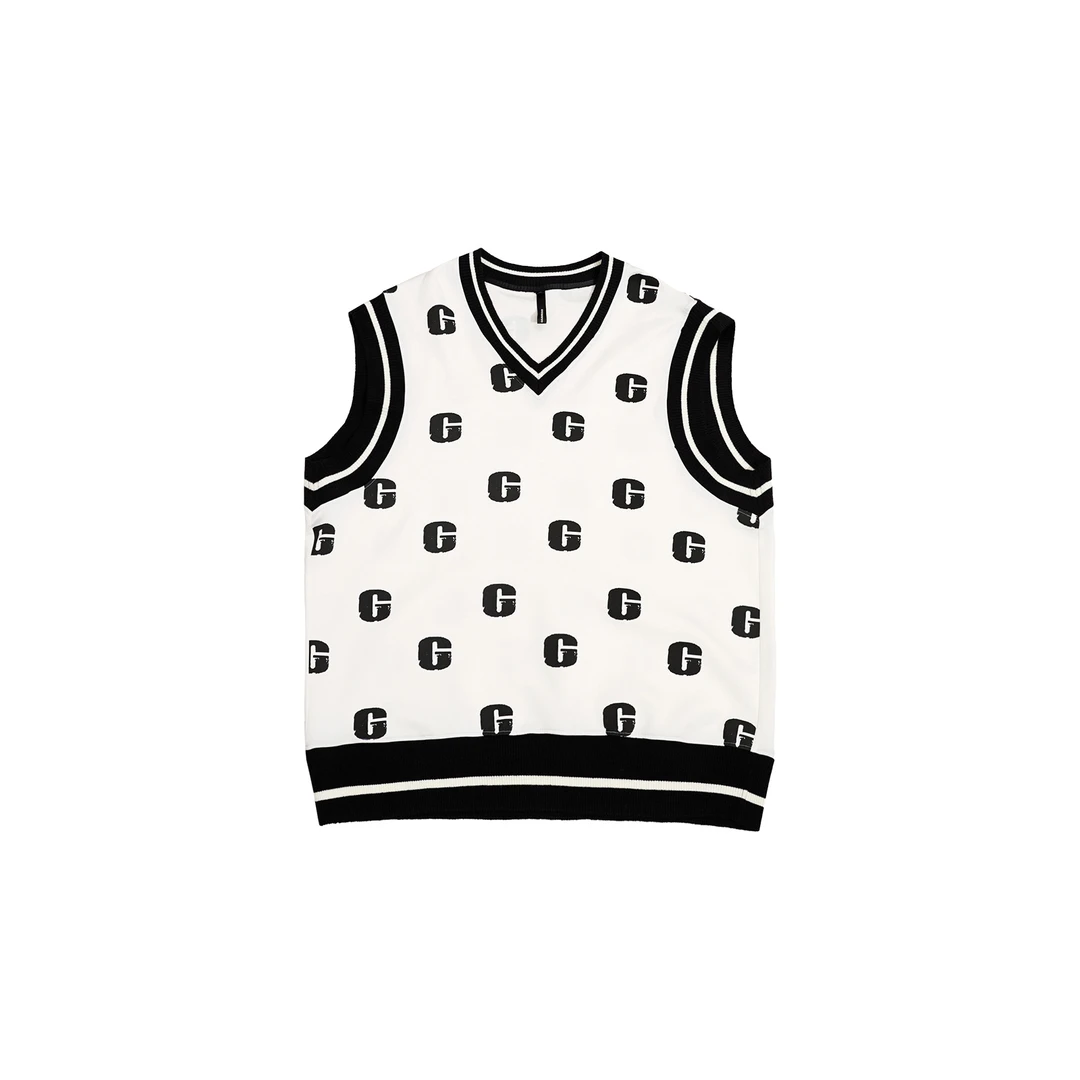 GGAHOLIDAY新款时尚休闲无袖马夹宽松套头印花撞色马甲-152033